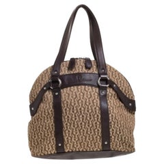 Aigner Brown/Beige Signature Canvas and Leather Satchel