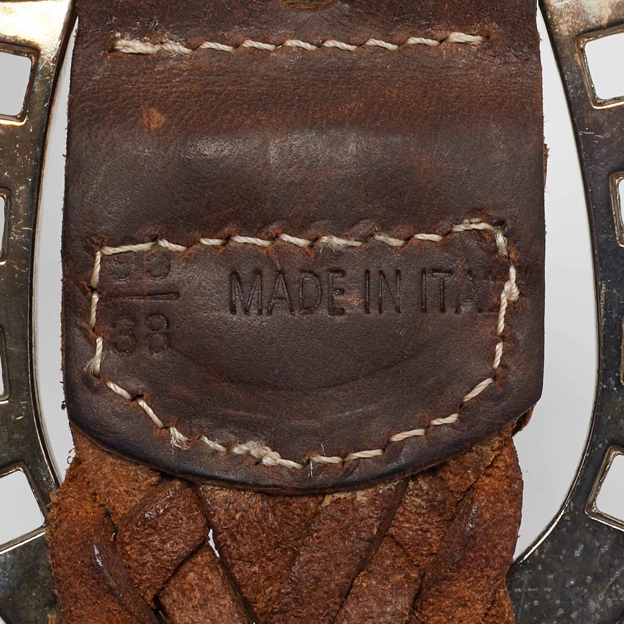 Aigner Brown Braided Leather Buckle Belt 90 CM For Sale 1