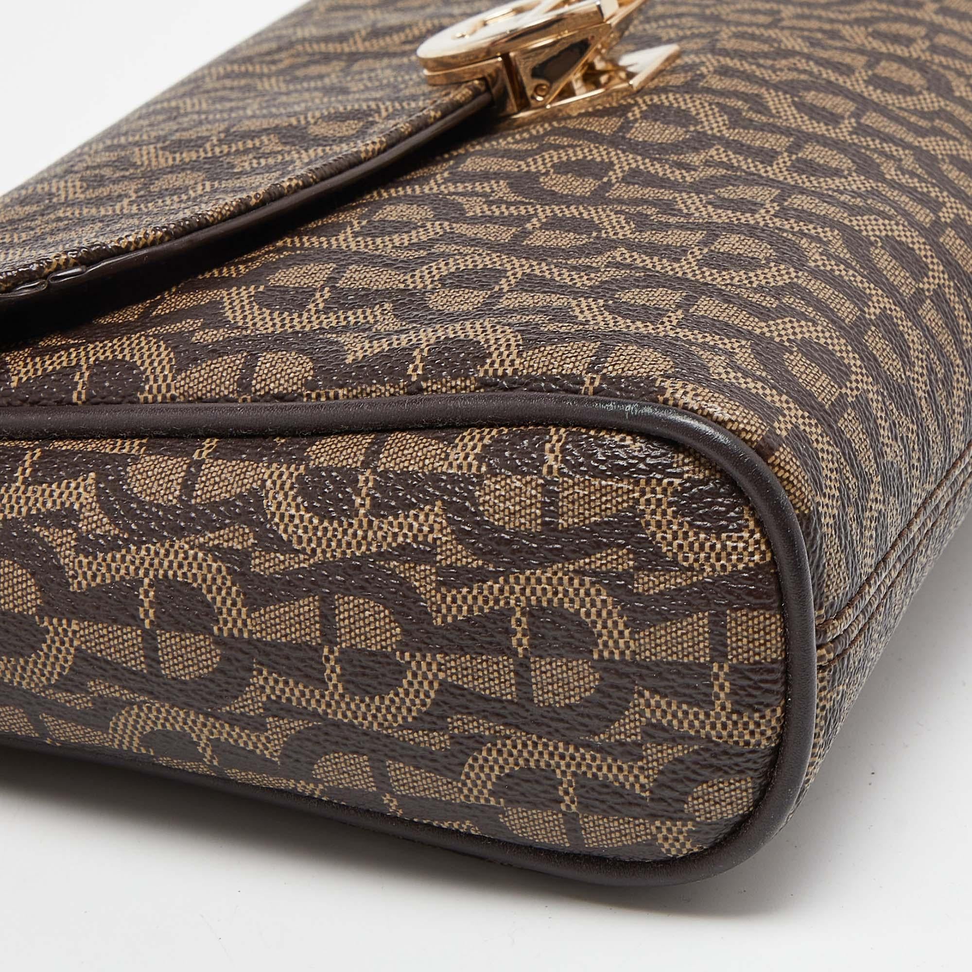 Aigner Brown Coated Canvas and Leather Crossbody Bag 6