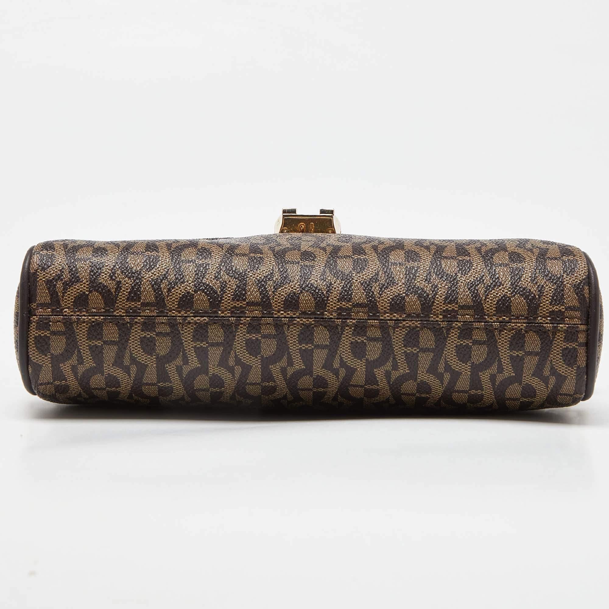 Aigner Brown Coated Canvas and Leather Crossbody Bag 2