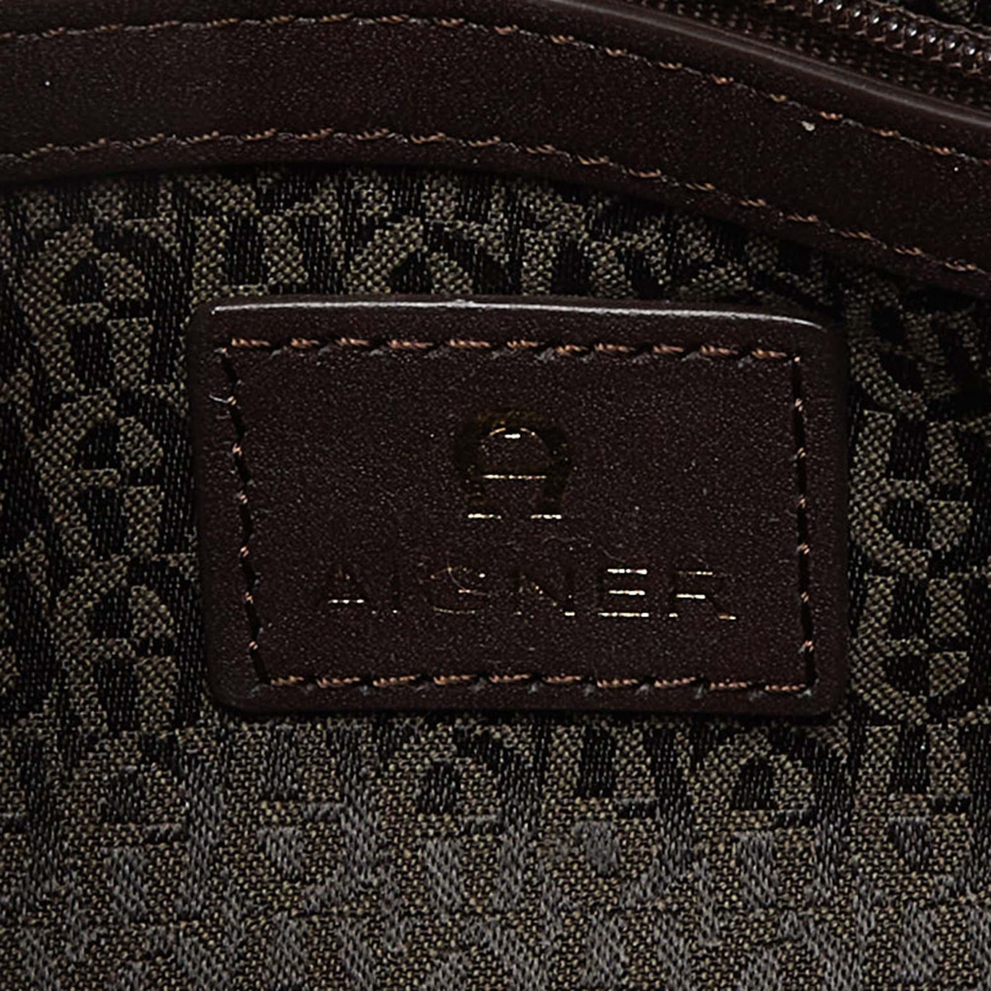 Aigner Brown Coated Canvas and Leather Crossbody Bag 4