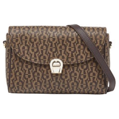 Aigner Brown Coated Canvas and Leather Crossbody Bag