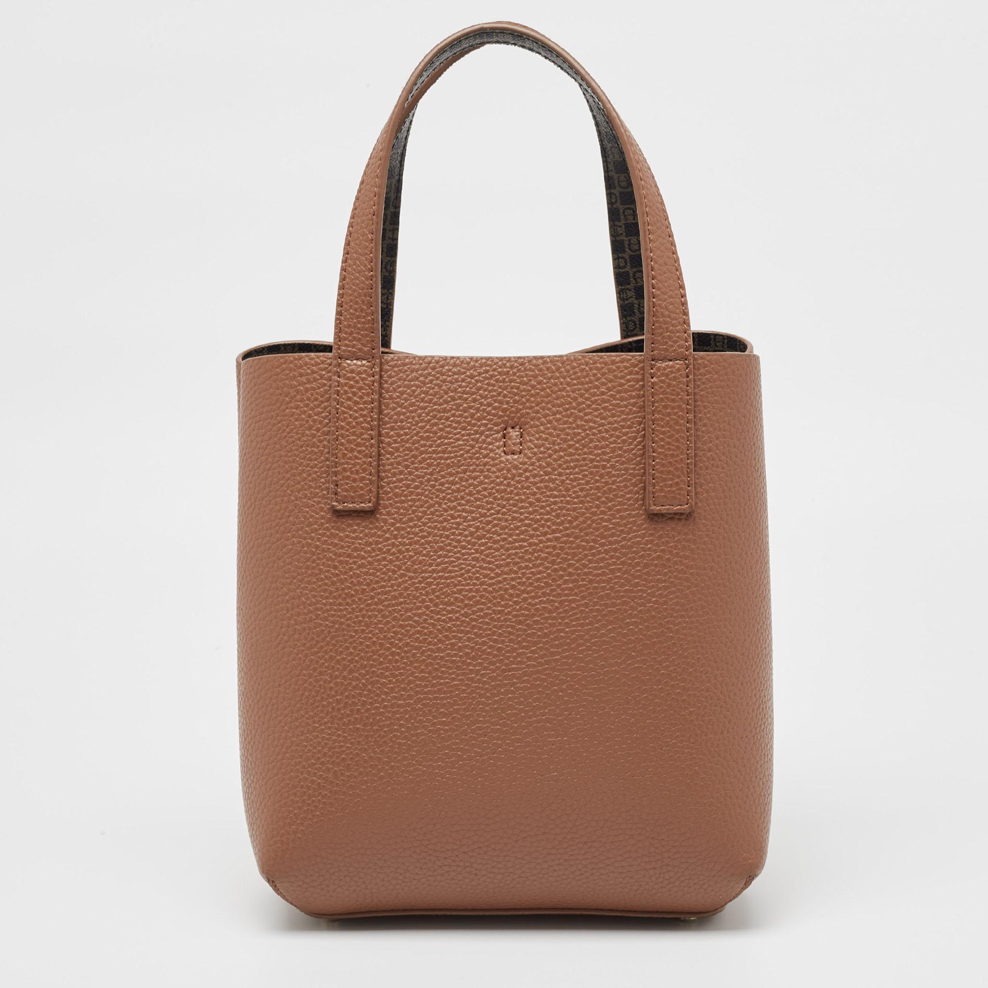 Women's Aigner Brown Leather Leonie Bucket Bag