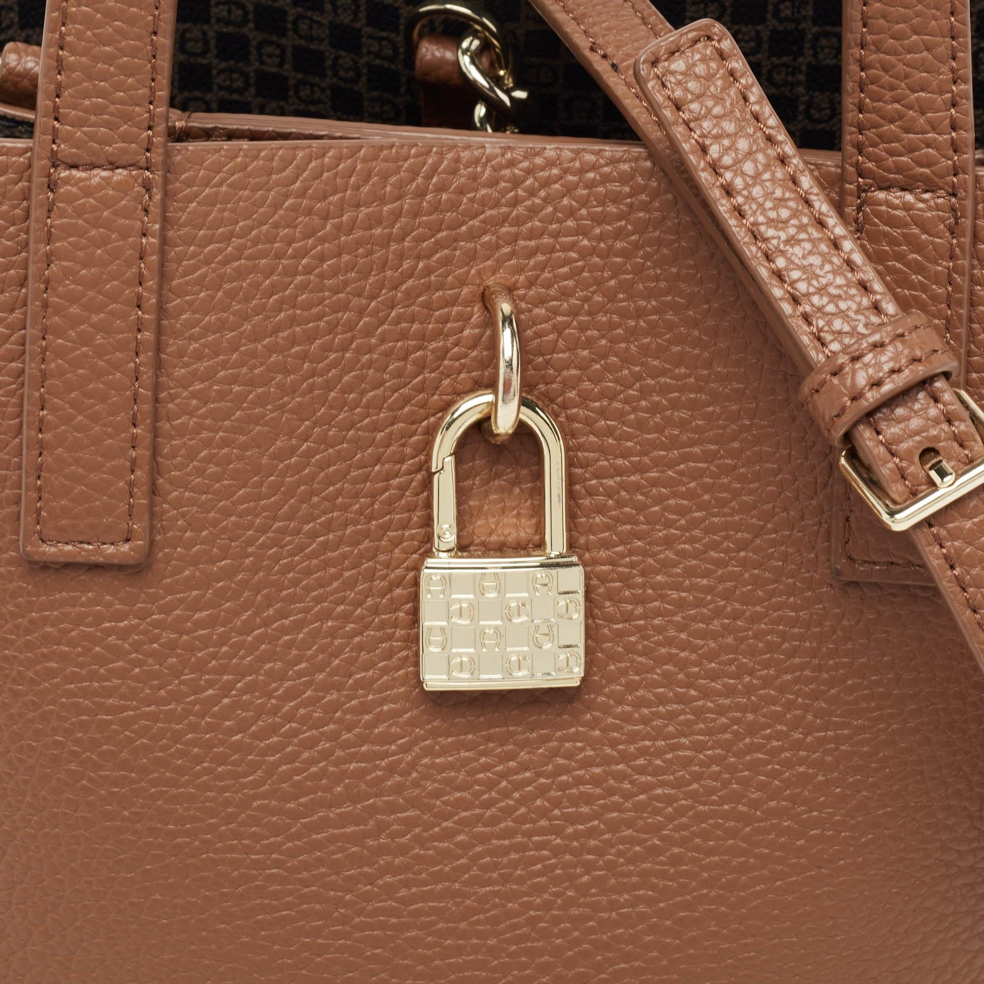 Aigner Brown Leather Leonie Bucket Bag 1