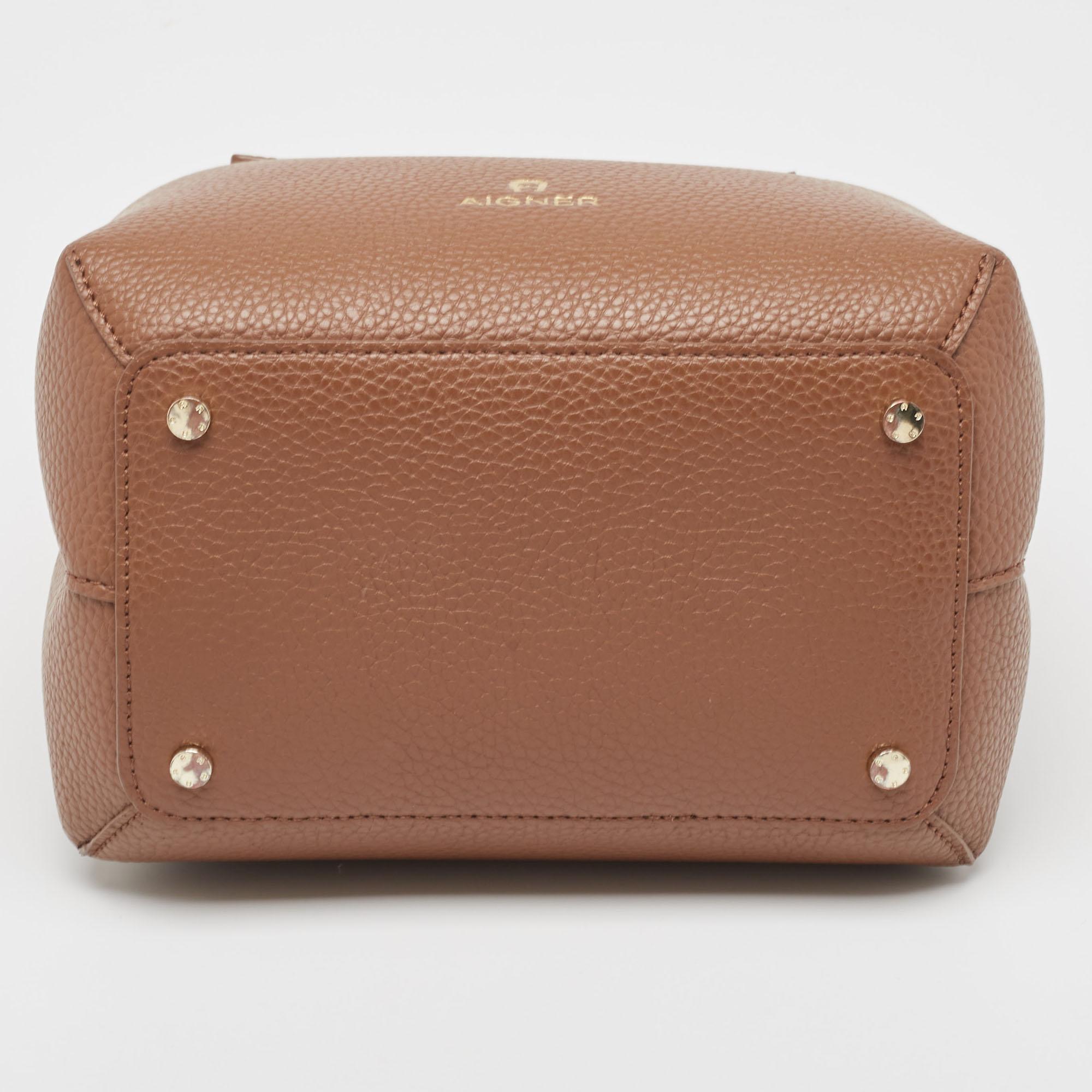 Aigner Brown Leather Leonie Bucket Bag 4