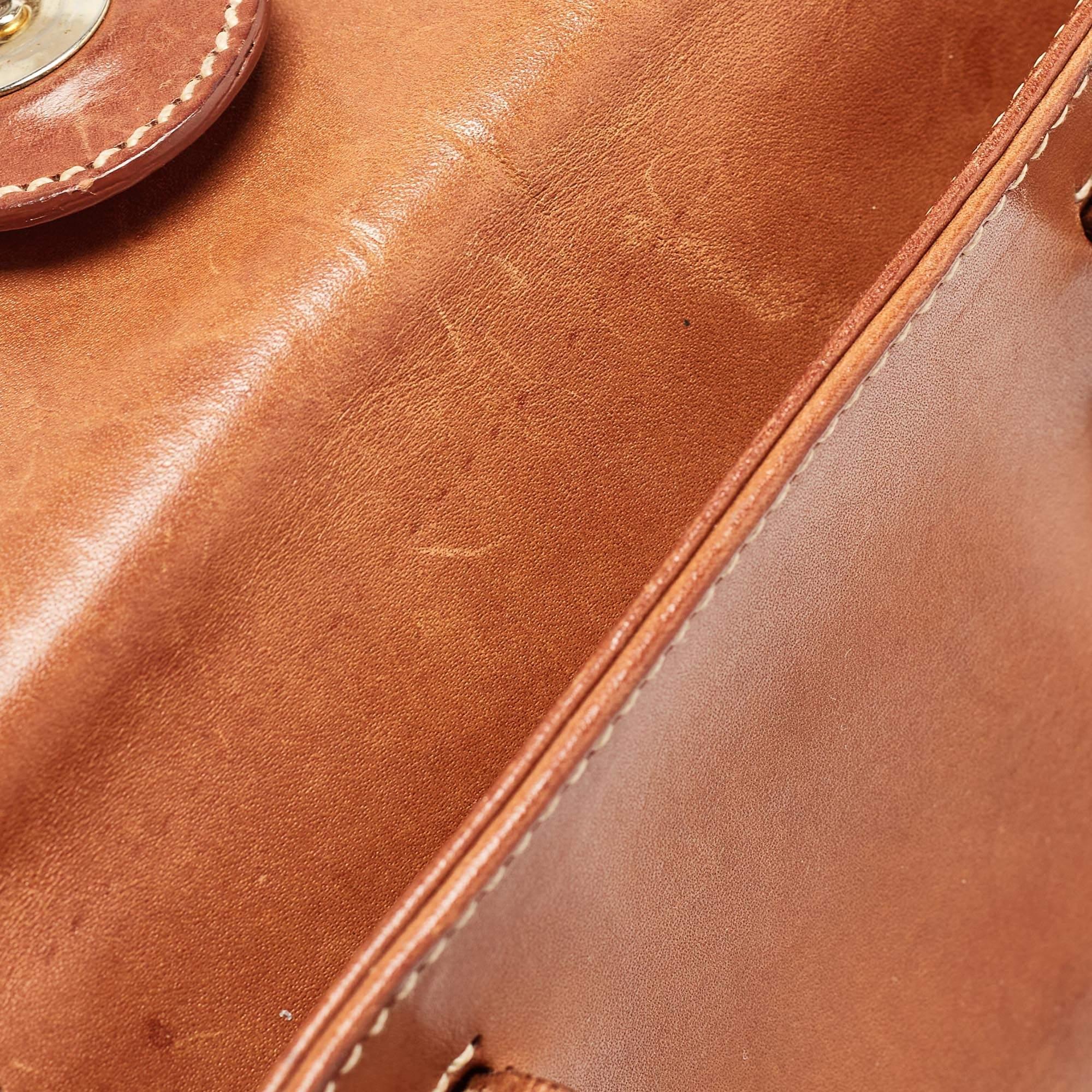 Aigner Brown Leather Logo Flap Hobo 2