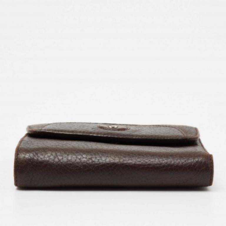 Aigner Brown Leather Logo Flap Trifold Wallet en vente 5