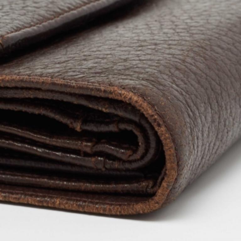 Aigner Brown Leather Logo Flap Trifold Wallet en vente 6