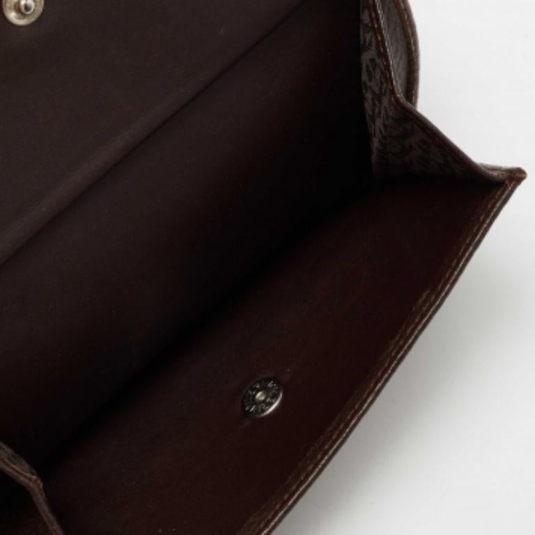 Aigner Brown Leather Logo Flap Trifold Wallet Pour femmes en vente