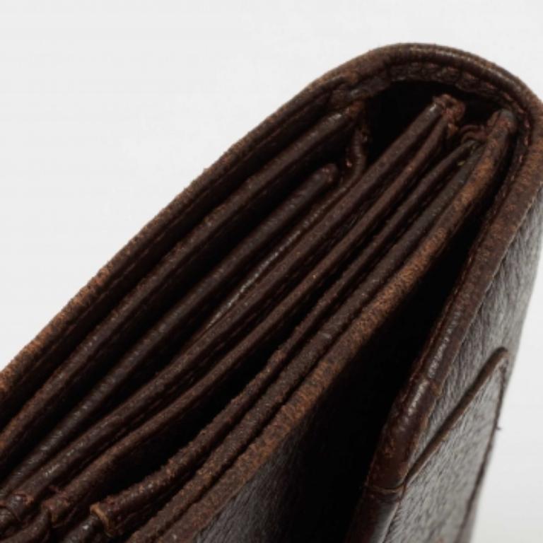 Aigner Brown Leather Logo Flap Trifold Wallet en vente 1