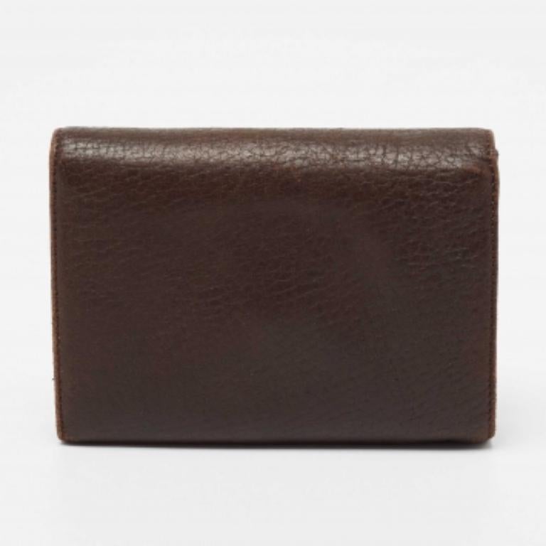 Aigner Brown Leather Logo Flap Trifold Wallet en vente 4