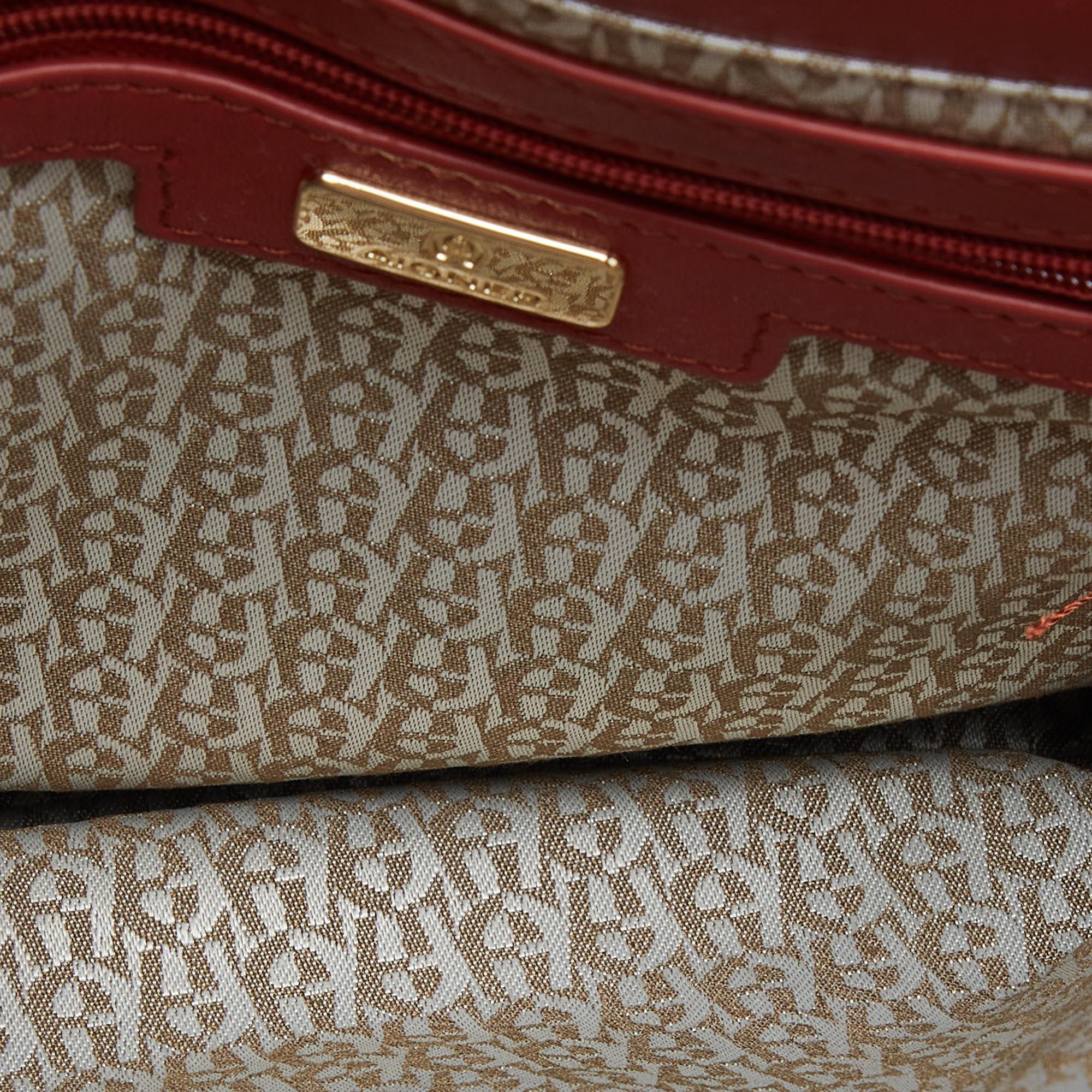 Aigner Brown/Red Signature Coated Canvas and Leather Crossbody Bag For Sale 3