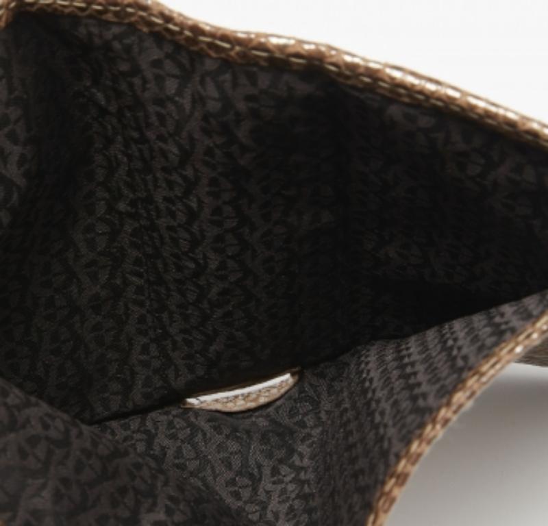 Aigner Brown Shimmer Snakeskin Embossed Leather Bifold Wallet im Angebot 5