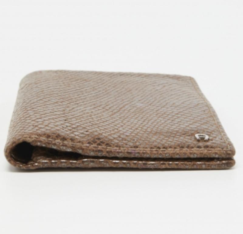 Aigner Brown Shimmer Snakeskin Embossed Leather Bifold Wallet im Angebot 1