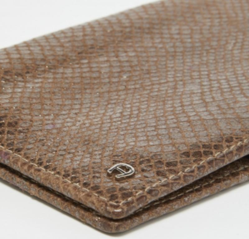 Aigner Brown Shimmer Snakeskin Embossed Leather Bifold Wallet im Angebot 2
