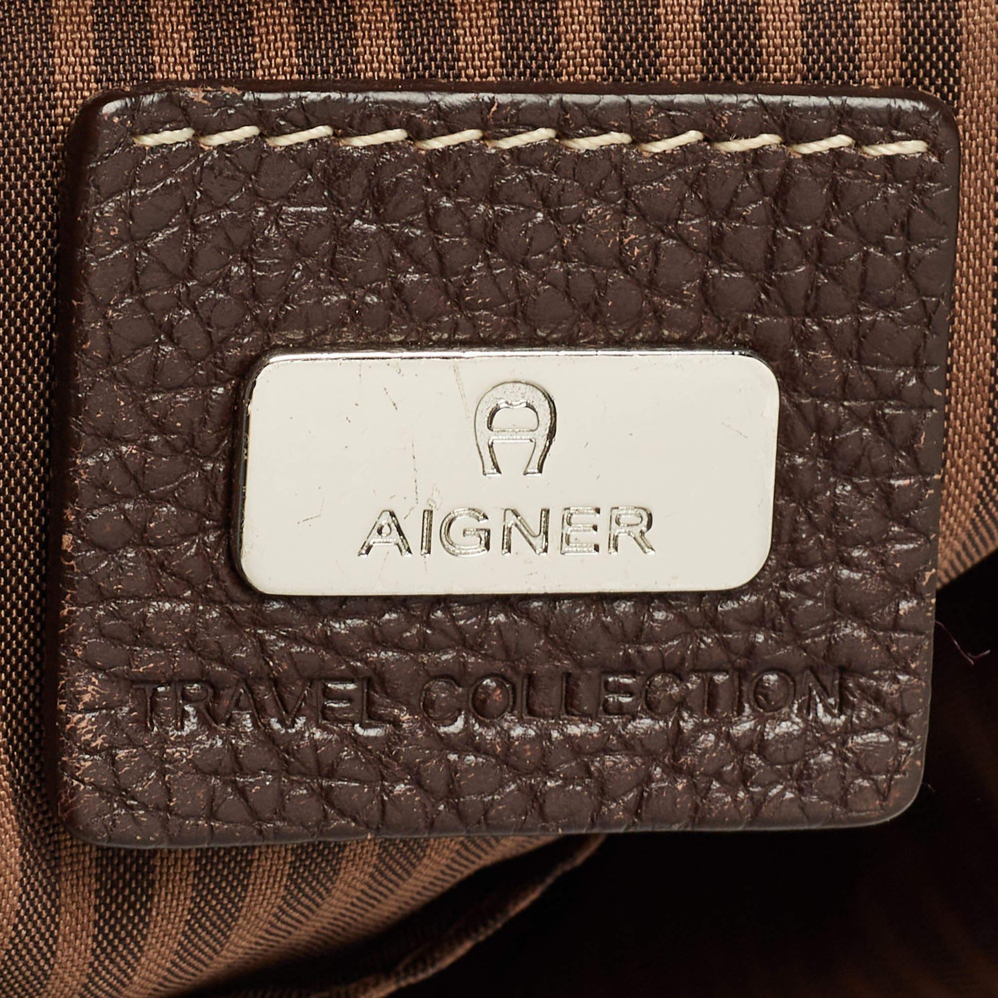 Aigner Brown Signature Canvas Travel Tote For Sale 6