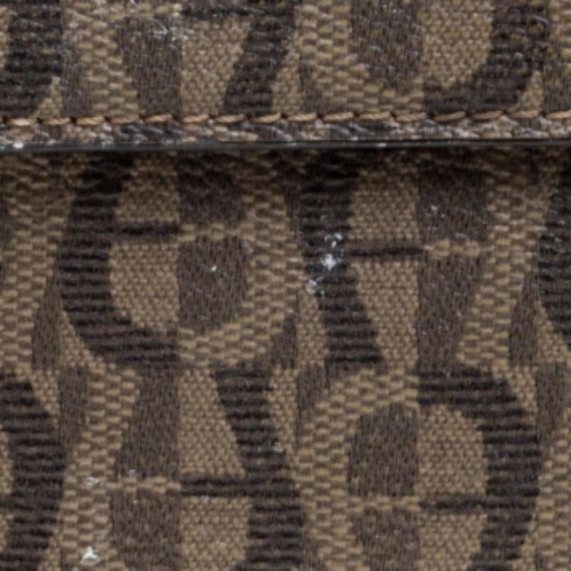 Aigner Brown Signature Coated Canvas French Wallet For Sale 1