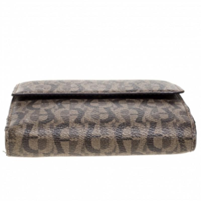 Aigner Brown Signature Coated Canvas French Wallet For Sale 4