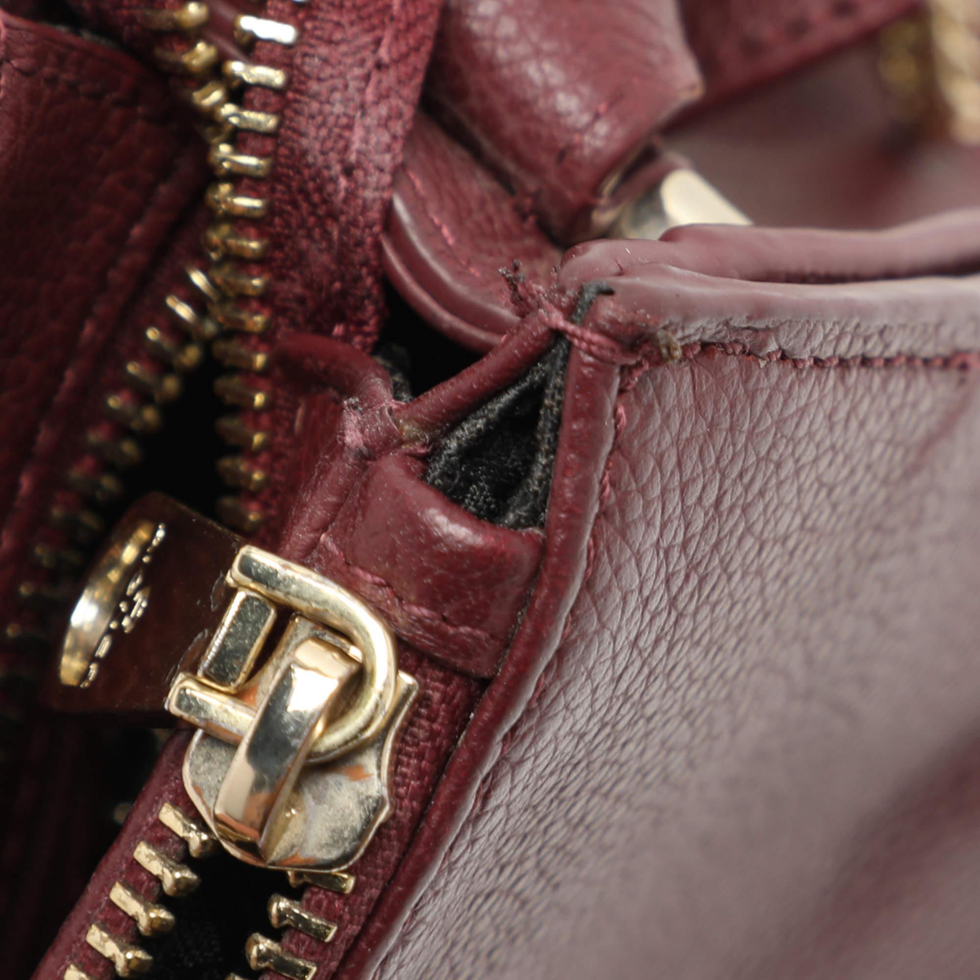 Aigner Burgundy Leather Shoulder Bag For Sale 2