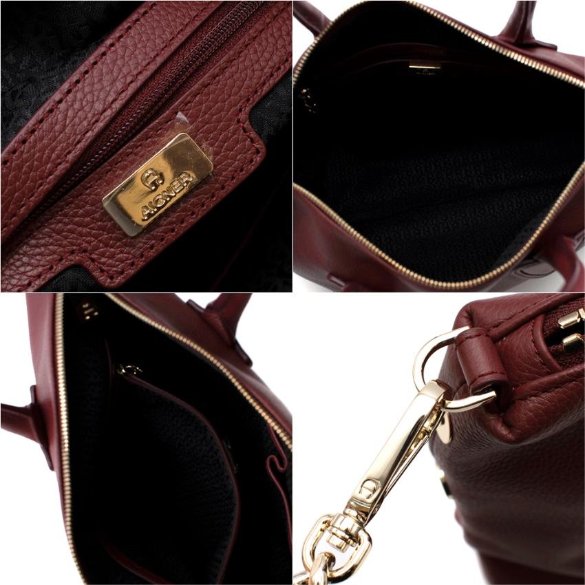 Aigner Burgundy Leather Top Handle Bag In New Condition For Sale In London, GB