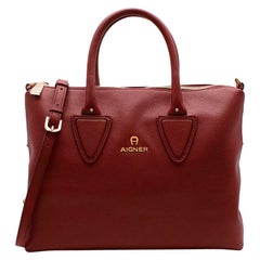 Aigner Burgundy Leather Top Handle Bag