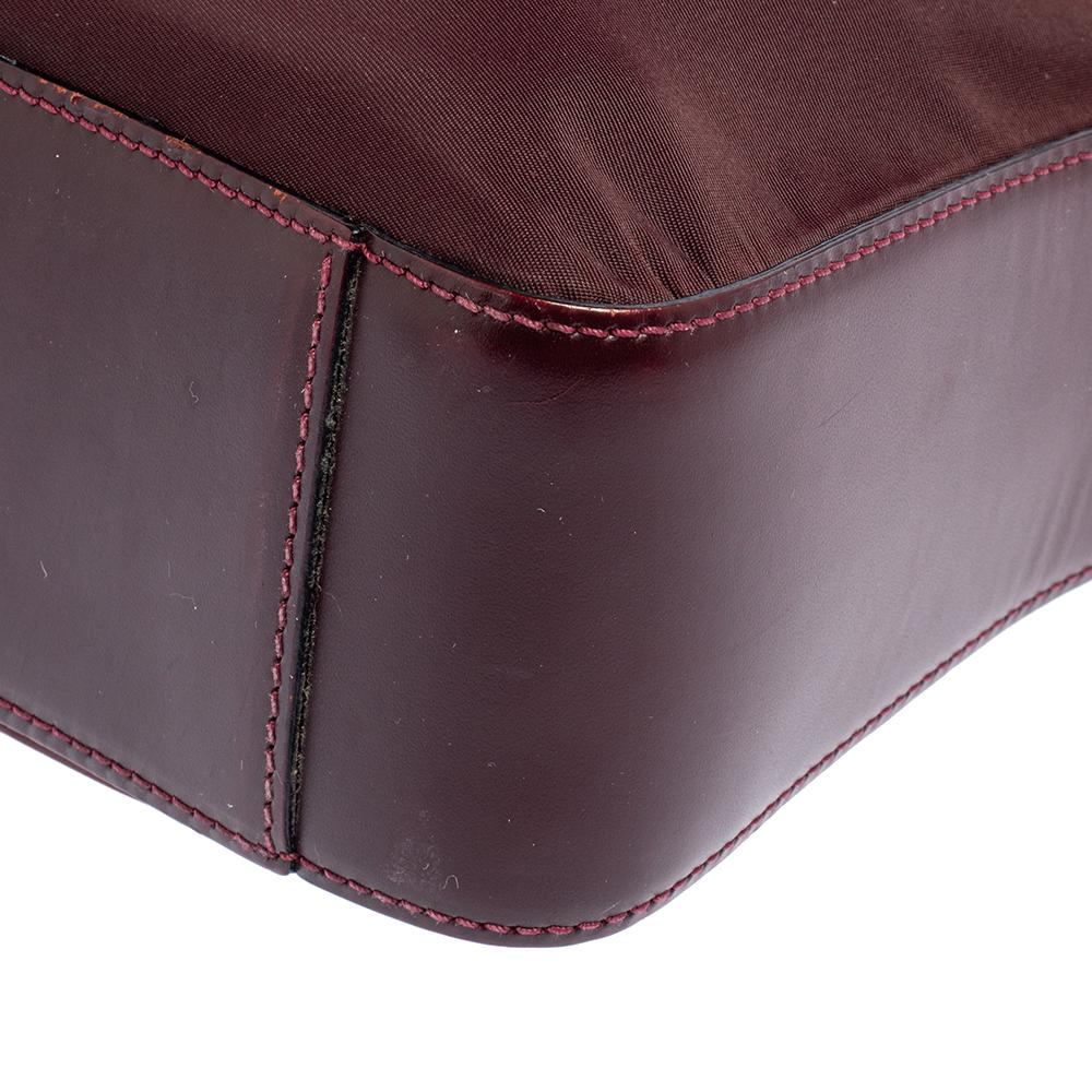 Aigner Burgundy Nylon and Leather Logo Lock Shoulder Bag 5