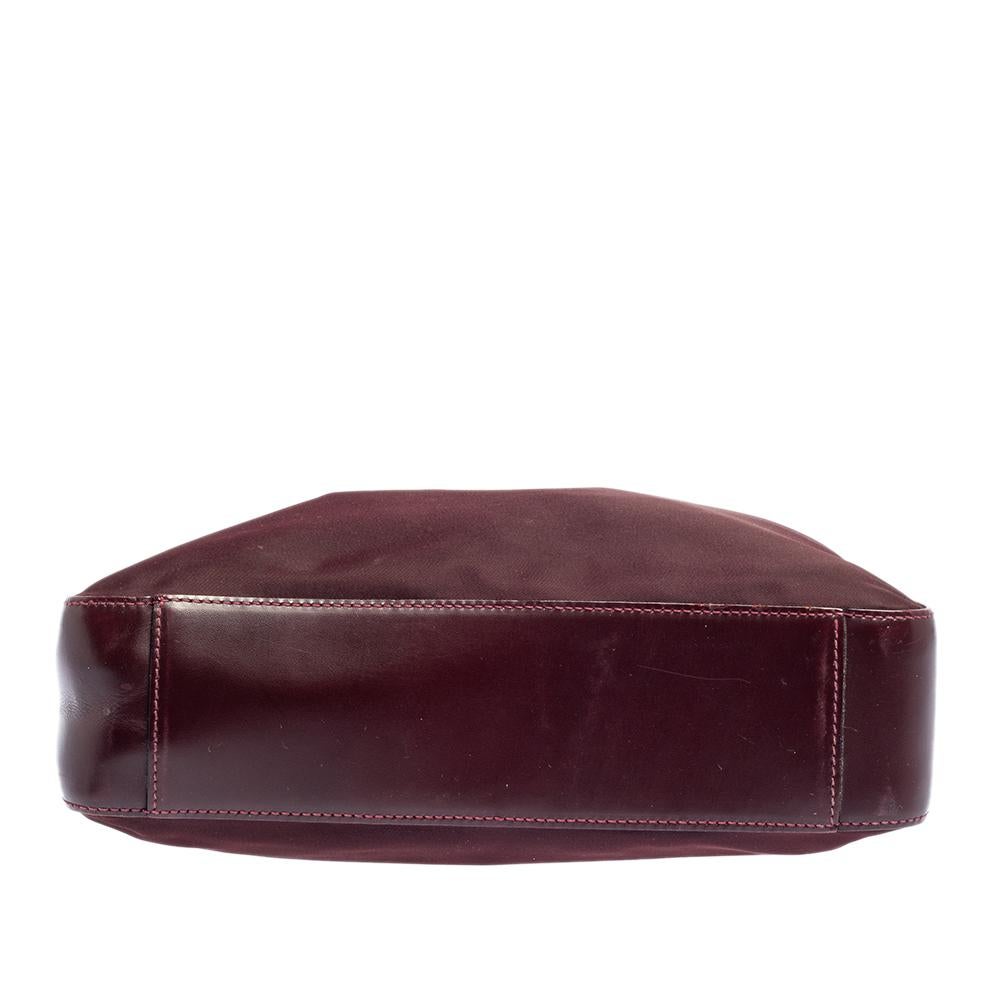 Aigner Burgundy Nylon and Leather Logo Lock Shoulder Bag 3