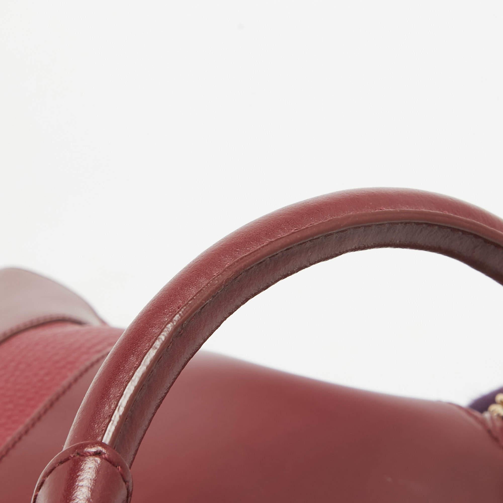 Aigner Burgundy/Red Leather Charm Tote For Sale 1