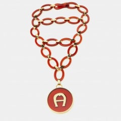 Aigner Burgunder Harz & Gold Ton Link geschichteten Halskette
