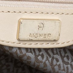 Aigner Cream Leather Cavallina Tote