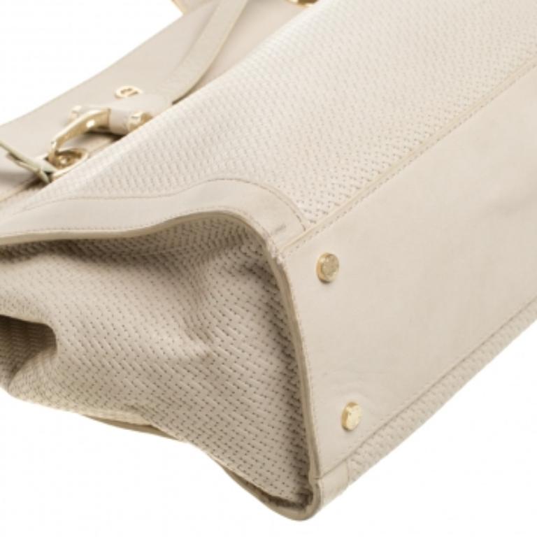 Aigner Cream Leather Cavallina Tote For Sale 3