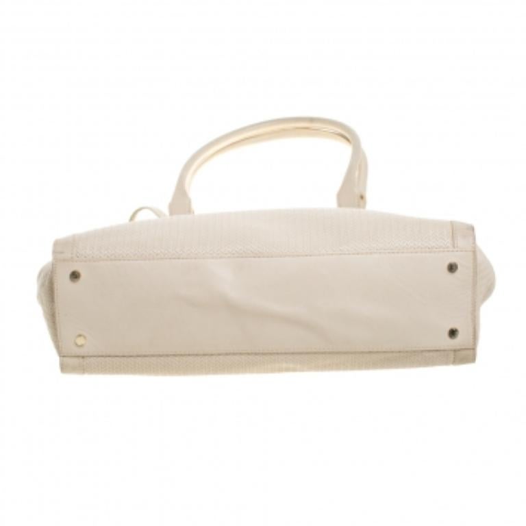 Aigner Cream Leather Cavallina Tote For Sale 4