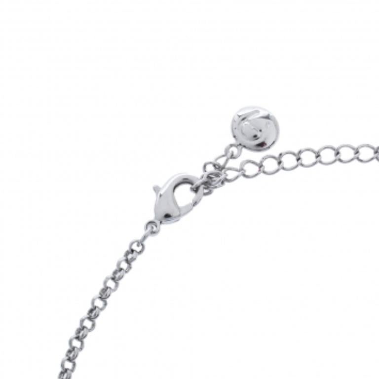 Aigner Crystal Embellished Logo Pendant Silver Tone Necklace In Good Condition For Sale In Dubai, Al Qouz 2