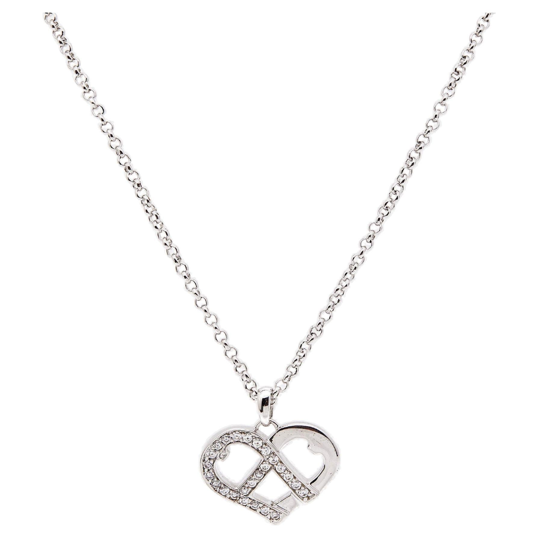 Aigner Crystal Silver Tone Necklace For Sale