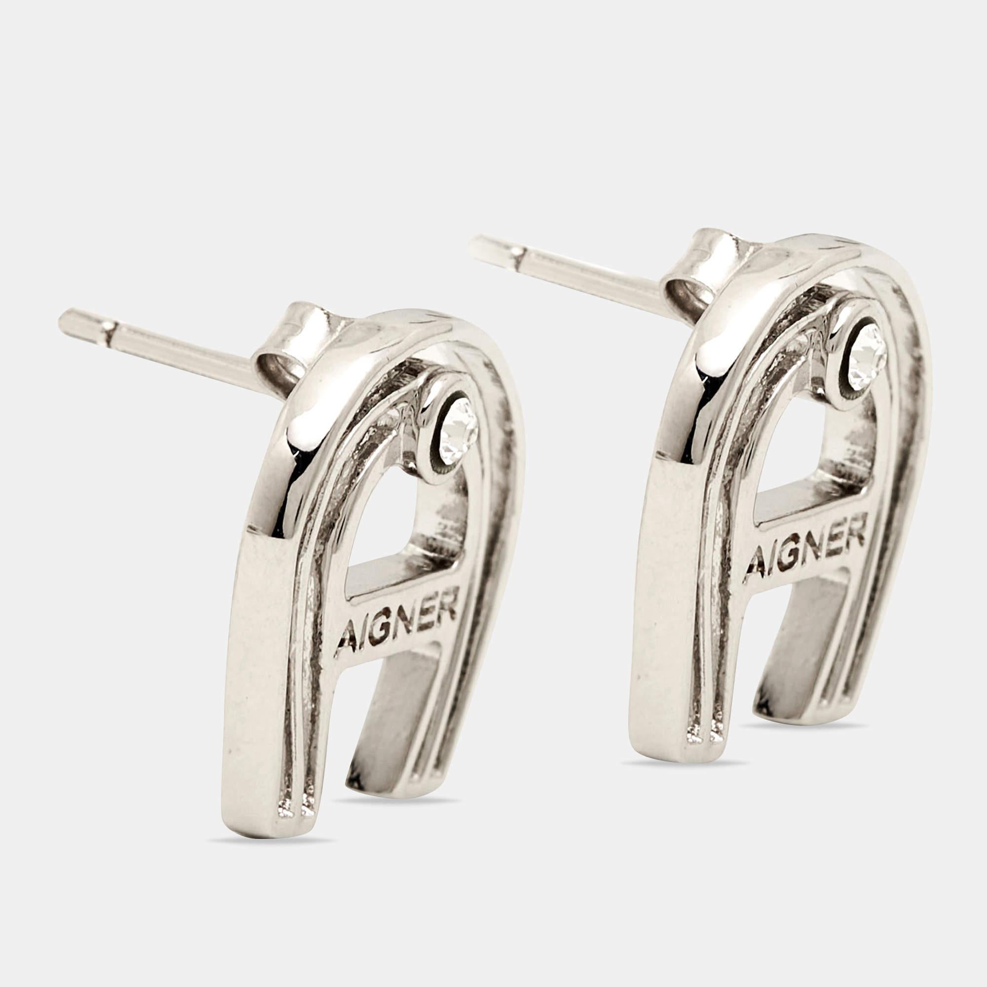Uncut Aigner Crystal Sterling Silver Earrings For Sale