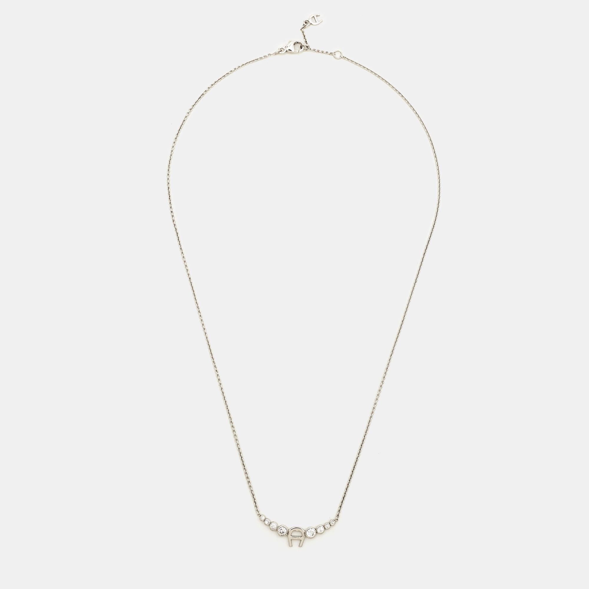 Uncut Aigner Crystal Sterling Silver Necklace Set For Sale