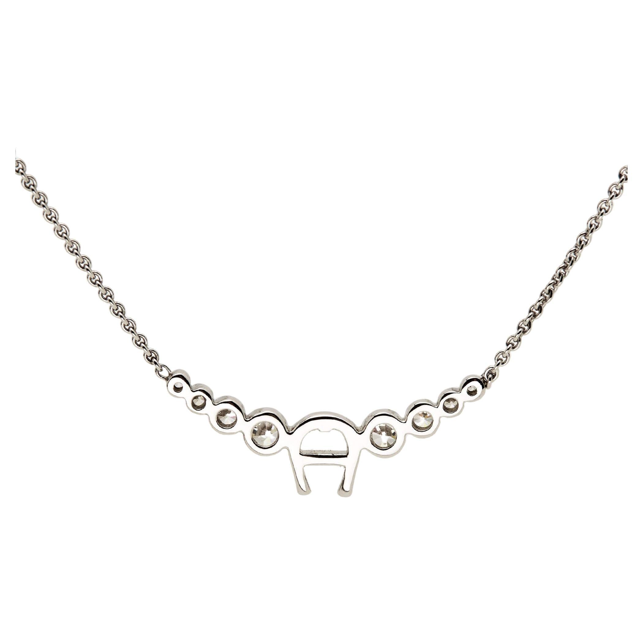 Aigner Crystal Sterling Silver Necklace Set For Sale