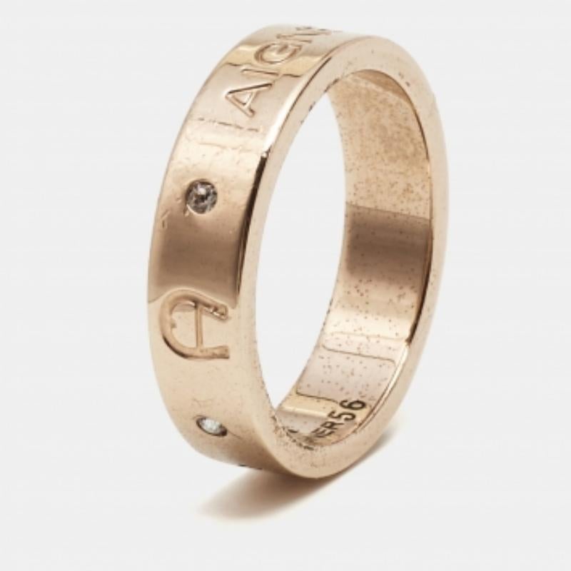 Donna Aigner Anello con cristalli in oro misura 56 in vendita