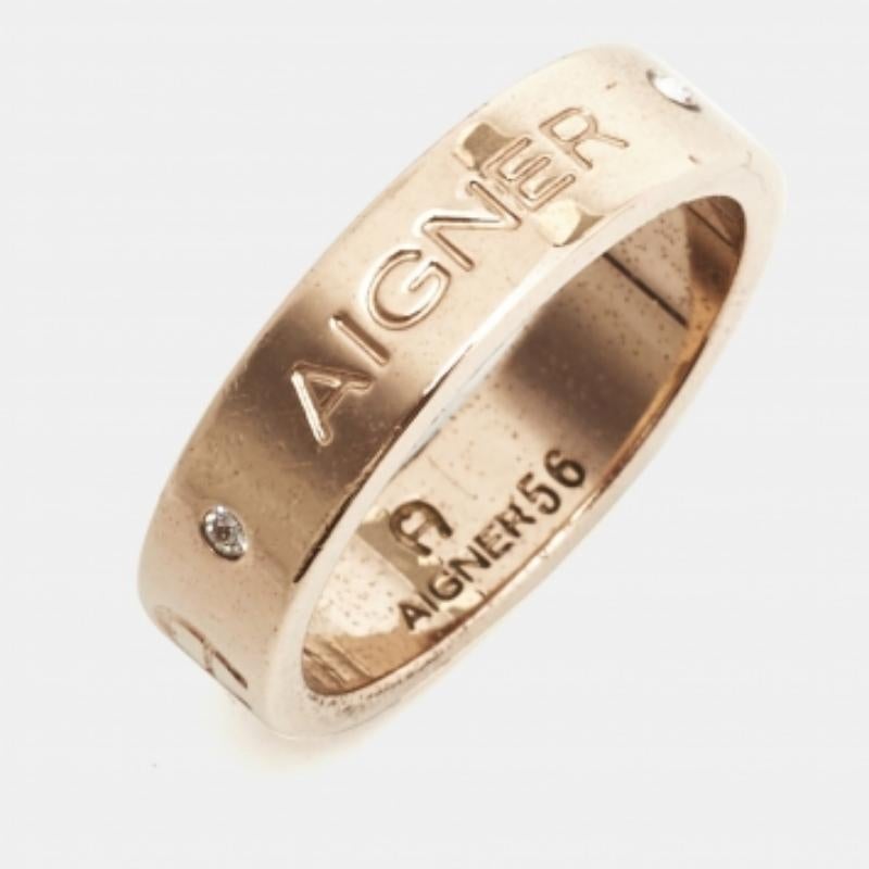 Aigner Anello con cristalli in oro misura 56 in vendita 1