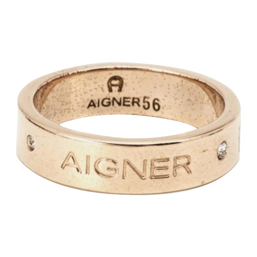 Aigner Anello con cristalli in oro misura 56 in vendita