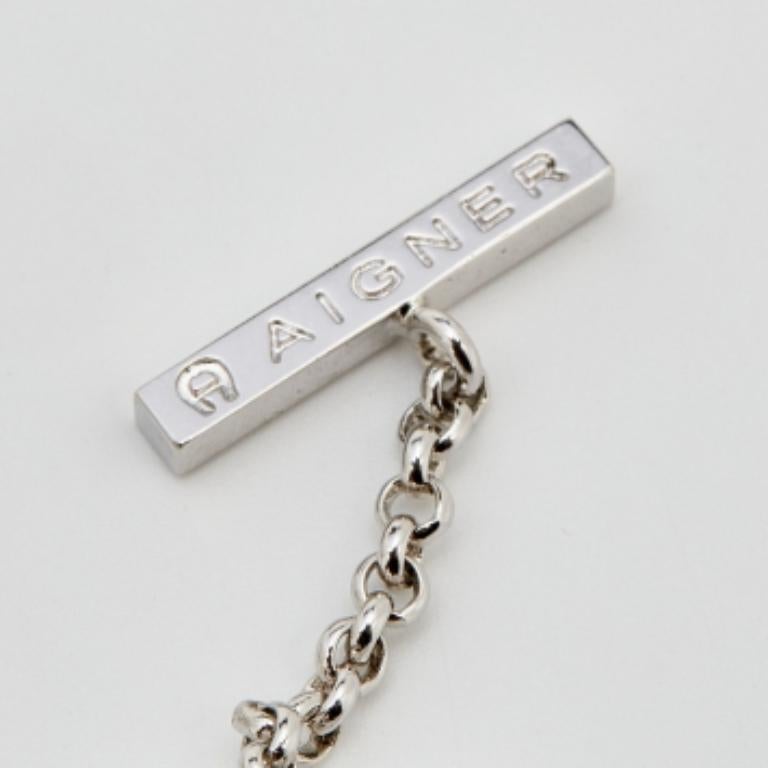 Aigner Crystals Mother of Pearl Silver Tone Metal Bracelet In Good Condition For Sale In Dubai, Al Qouz 2