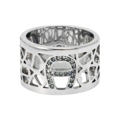 Aigner Crystals SIlver Tone Ring Misura 58