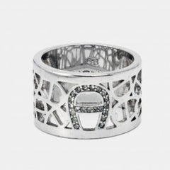 Aigner Crystals SIlver Tone Ring Misura 58