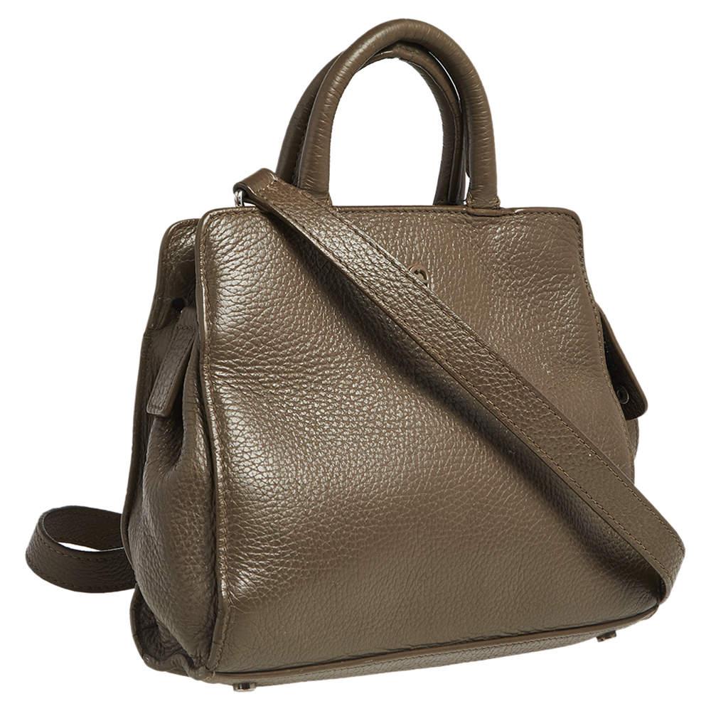 Aigner Dunkelbeige Genarbtes Leder Cybill Tote (Schwarz)