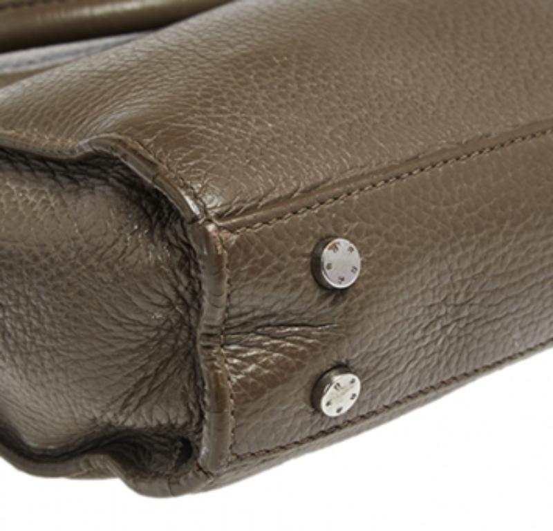 Aigner Dark Beige Grained Leather Cybill Tote 1