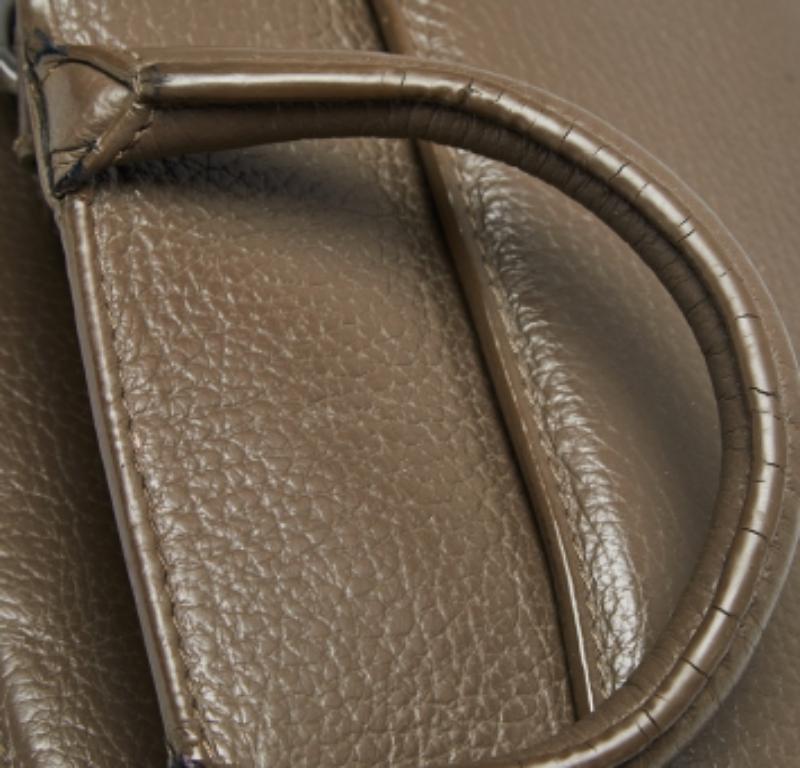 Aigner Dark Beige Grained Leather Cybill Tote 4