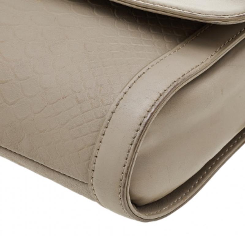 Donna Aigner Borsa a tracolla in pelle goffrata di pitone beige scuro in vendita