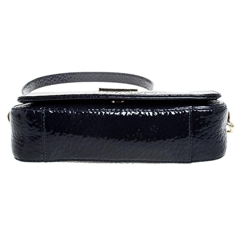 Aigner Dark Blue Patent Leather Flap Shoulder Bag 5