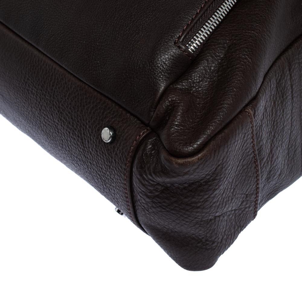 Aigner Dark Brown Leather Drawstring Front Pocket Top Handle Bag For Sale  at 1stDibs