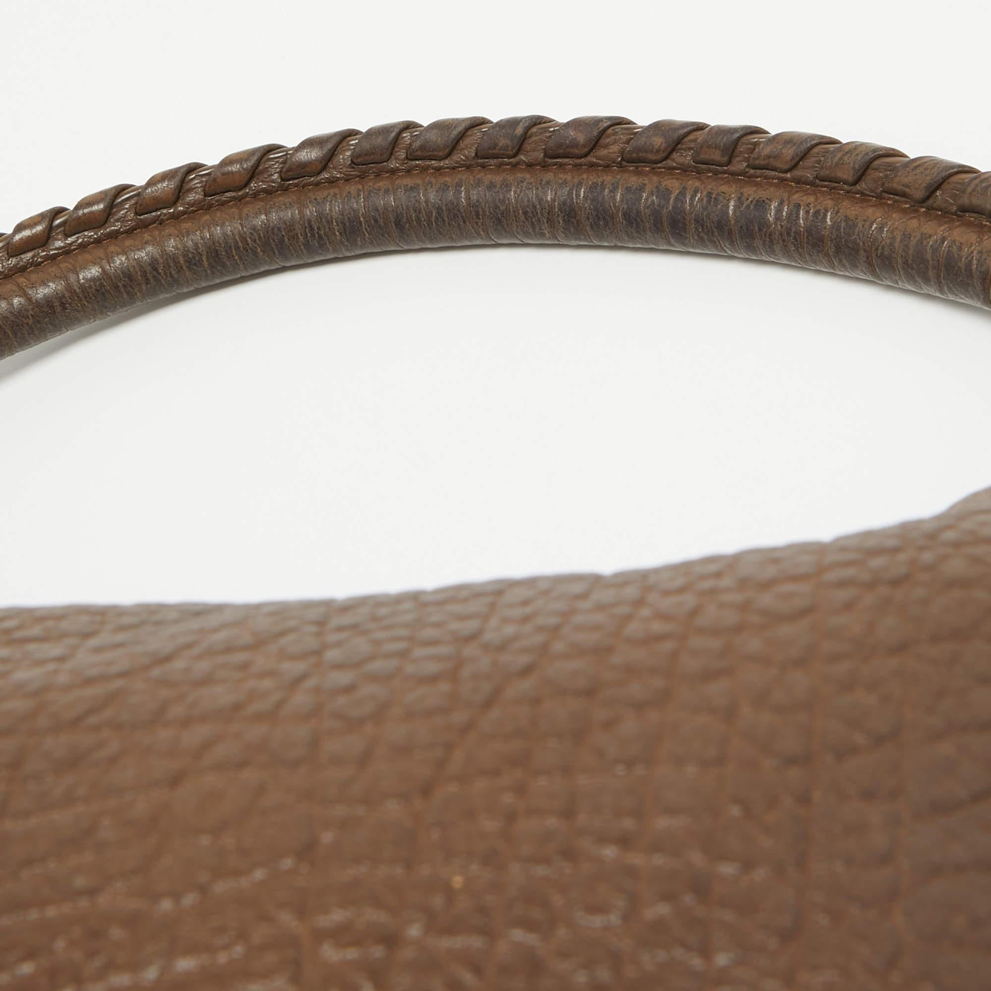 Aigner Dark Brown Leather Logo Hobo For Sale 2
